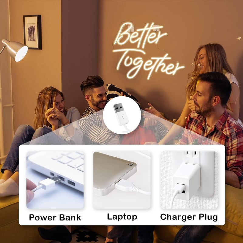 Looklight Neon Sign Meleg Fehér LED Fali Dekoráció USB Betűs Lámpa