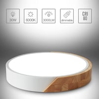 looluuloo LED Mennyezeti Lámpa Távirányítóval, 30W 3000lm, Kerek, Ultra Vékony, Dimmelhető, 3000-6000K, Fehér, 40 cm, Nappali Hálószoba Konyha Iroda 2
