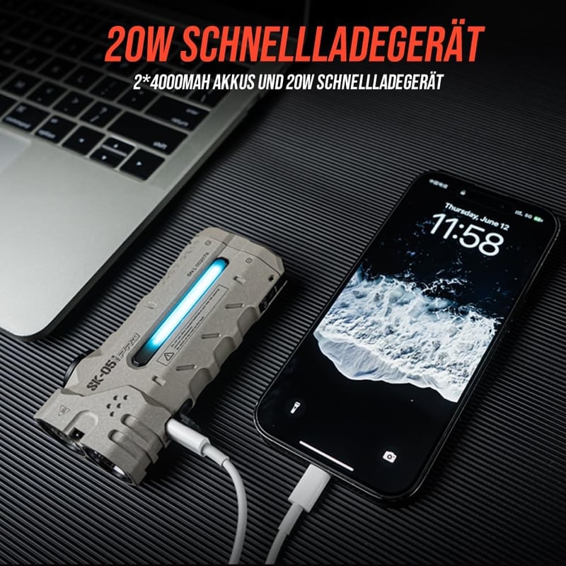 LOOP GEAR SK05PRO MAO 4360 Lumen LED Zseblámpa Powerbank Funkcióval IP68