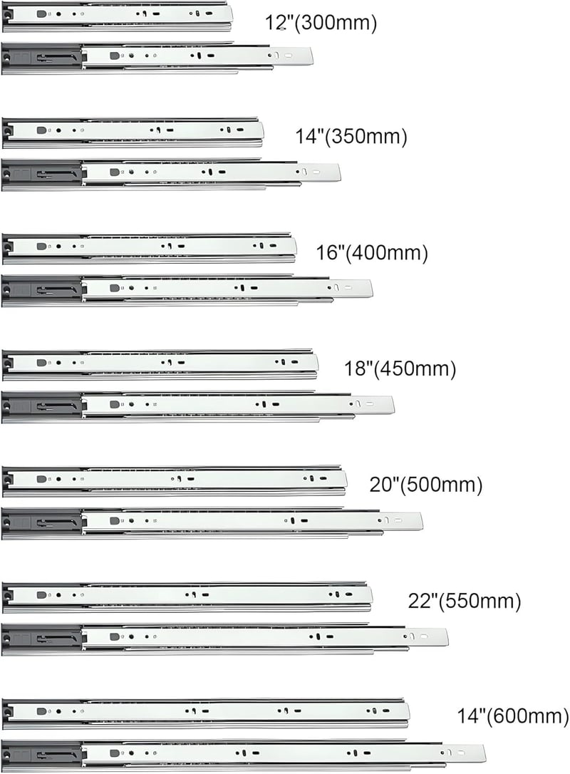 LOOTICH 300mm Golyós Fiók Vezetők Teljes Kihúzás Push-to-Open Pár