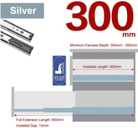 LOOTICH 300mm Golyós Fiók Vezetők Teljes Kihúzás Push-to-Open Pár 2