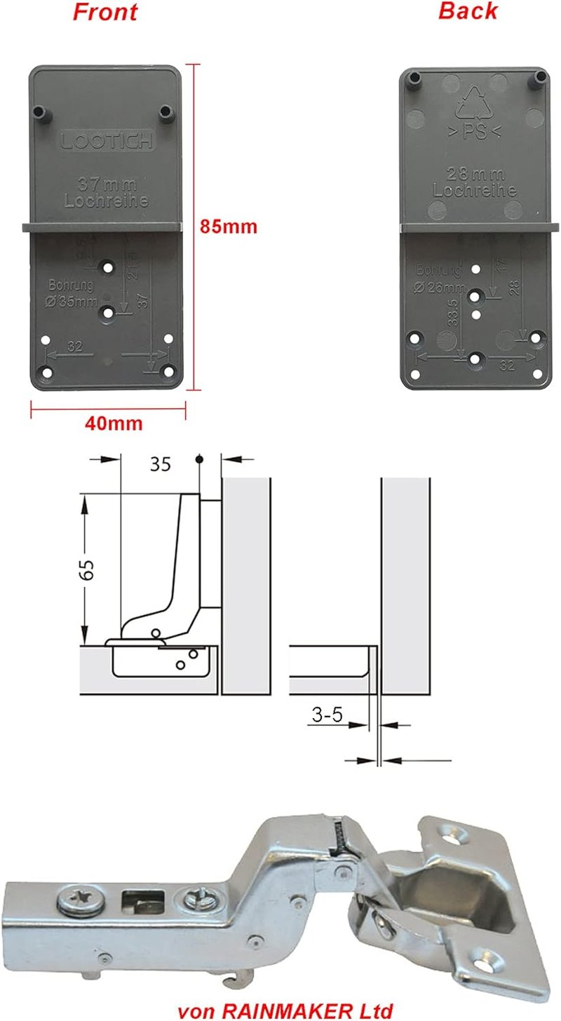 LOOTICH 35mm Soft Close Ajtópánt Hidraulikus Csuklópánt Konyha Szekrény 110° - 2db