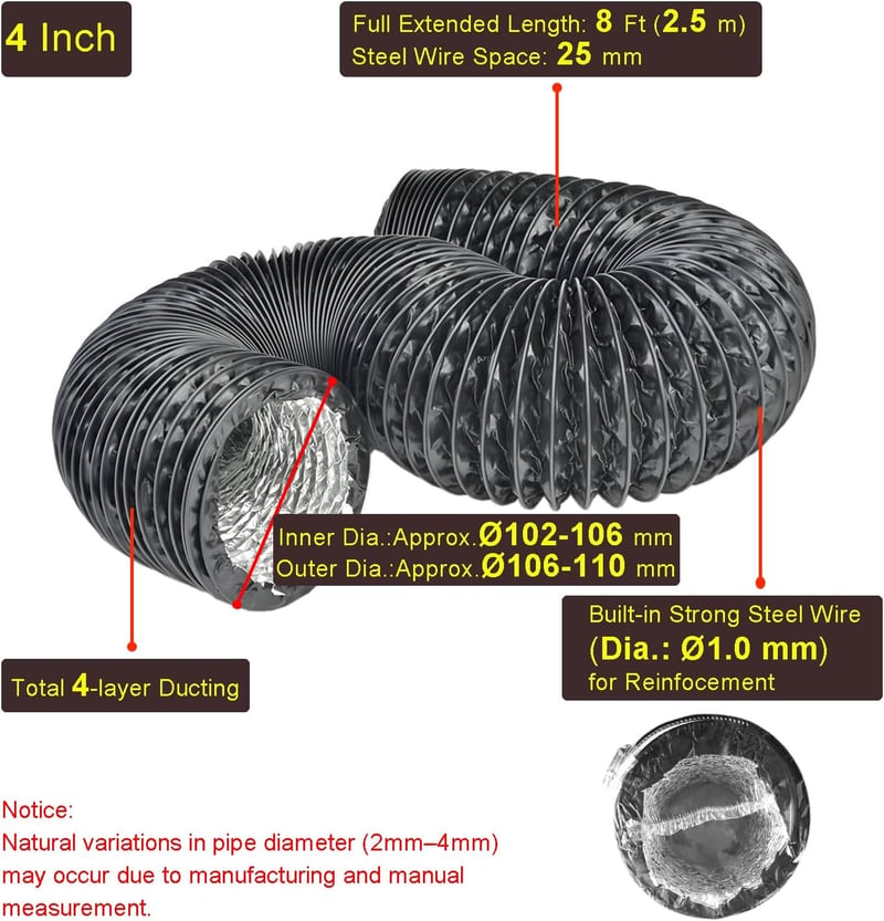 LOOTICH Alumínium Flexibilis Légcsatorna HVAC Szellőzéshez