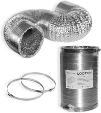 Lootich Alumínium Flexibilis Szellőzőcső 102mm x 2,5m - Légkondicionáláshoz, Fürdőszobához, Konyhához - Ezüst Légtechnikai Cső HVAC Rendszer 1