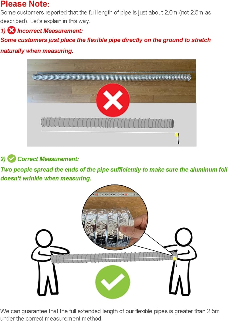 Lootich Alumínium Flexibilis Szellőzőcső 102mm x 2,5m - Légkondicionáláshoz, Fürdőszobához, Konyhához - Ezüst Légtechnikai Cső HVAC Rendszer