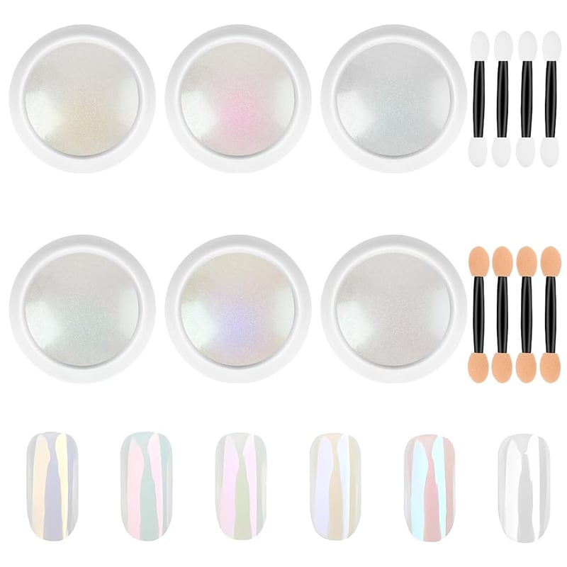 LOPHE Chrome puder za nokte – Holografski efekt zrcala, metalik Aurora pigment, sedefasti sjajni prah za gel lak, ukrašavanje noktiju DIY