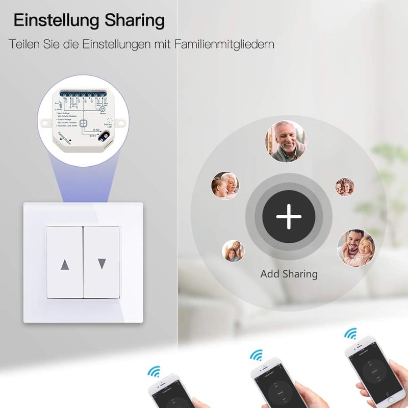 LoraTap WiFi okos beépíthető relé modul redőny és függöny vezérléshez 4db
