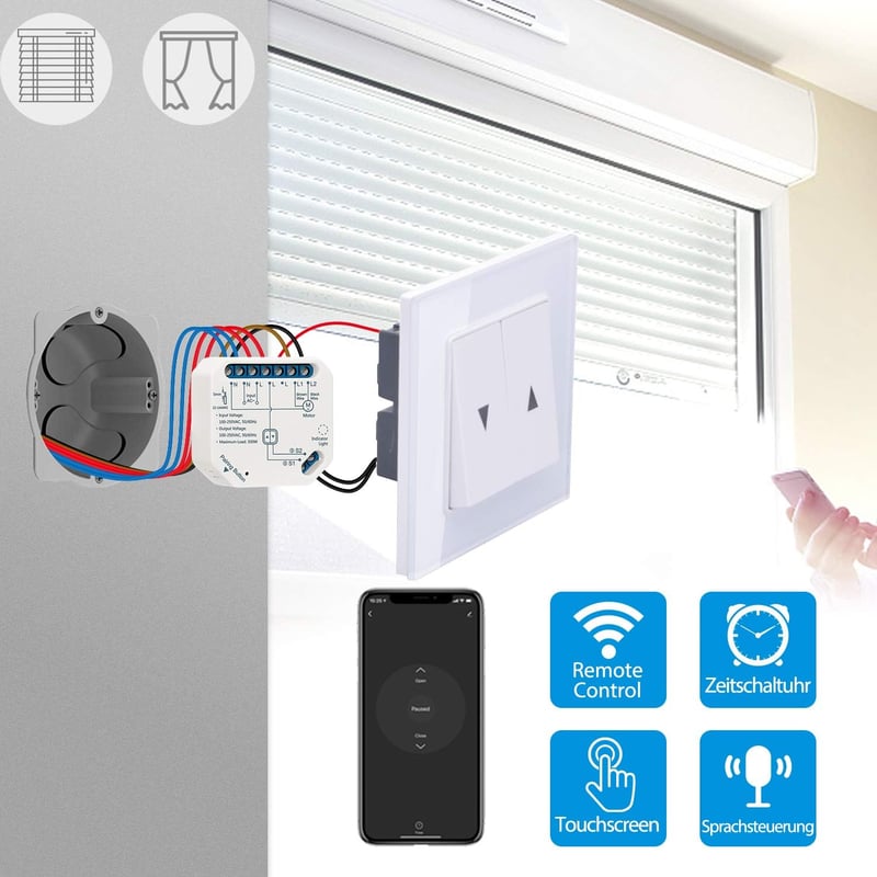 LoraTap WiFi okos beépíthető relé modul redőny és függöny vezérléshez 4db