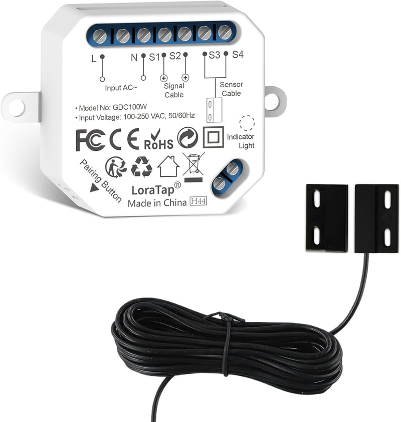 LoraTap WiFi Okos Garázskapu Nyitó és Vezérlő - Reed Szenzoros Relé Modul, Smart Life/Tuya App, Alexa Hangvezérlés, 15 Perces Telepítés