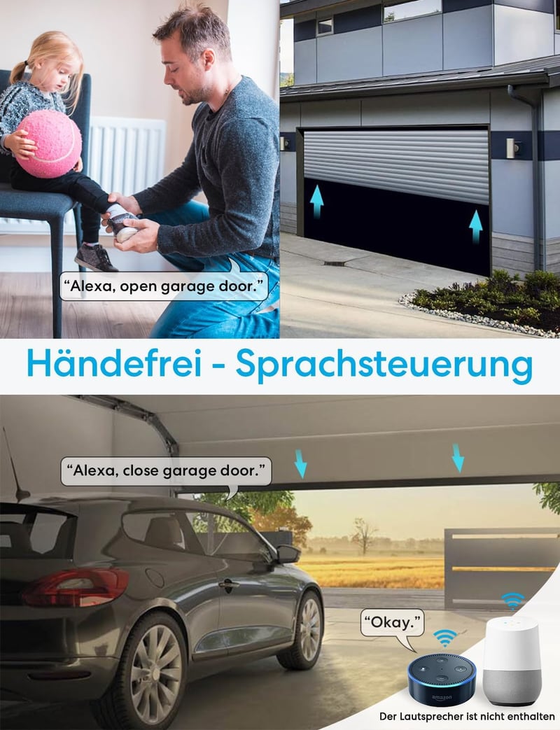 LoraTap WiFi Okos Garázskapu Nyitó és Vezérlő - Reed Szenzoros Relé Modul, Smart Life/Tuya App, Alexa Hangvezérlés, 15 Perces Telepítés