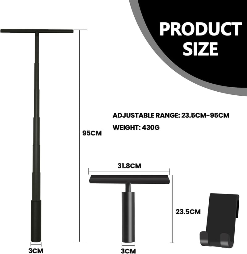 LORESJOY Teleszkópos Zuhanyzó Gumilehúzó Fekete Szilikon Tartóval 23,5-95 cm