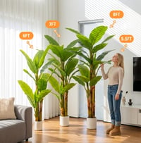 Loreviessa 180 cm nagy műbanánfa, real touch banánpálma dísznövény beltérre nappaliba és irodába, kisállatbarát 7