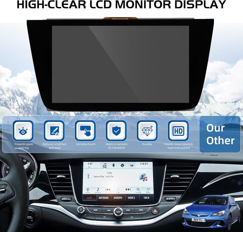 LORPHEIR 8" LCD Érintőképernyő Vauxhall Astra K Rádió Navigációhoz - LQ080Y5DZ06/LQ080Y5DZ10 Uconnect Kijelző Csere, Fekete