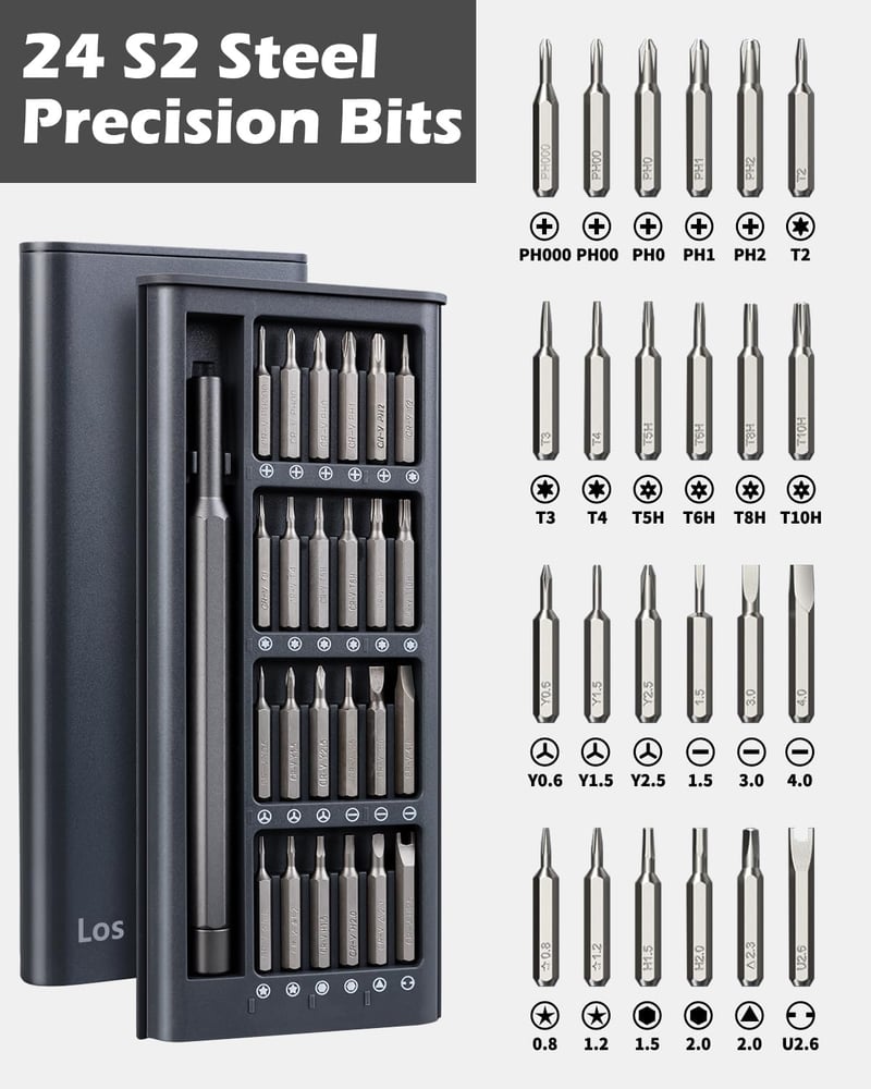 Los Gatos Precíziós Csavarhúzó Készlet 24 Bittel - Telefon, Laptop, PC Javításhoz - 25-in-1 Grey