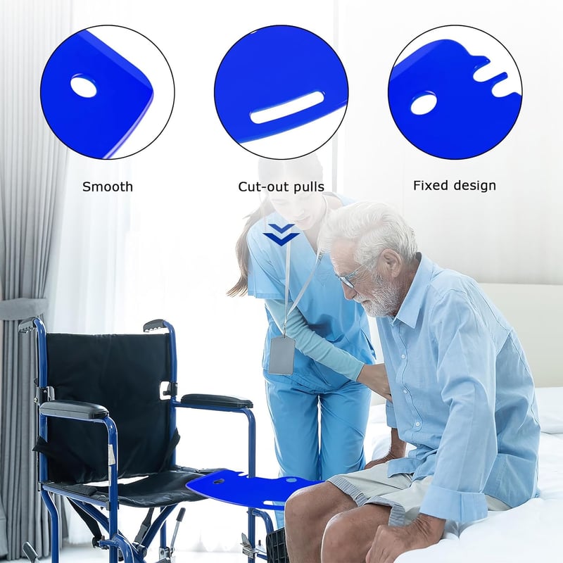 LOSCHEN Áthelyezési Tábla Fogantyúval Kék - Kerekesszékből Ágy Fürdőkád Wc-re - Blue
