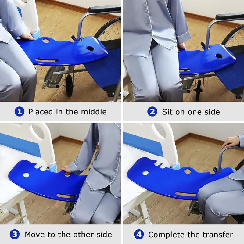 LOSCHEN Áthelyezési Tábla Fogantyúval Kék - Kerekesszékből Ágy Fürdőkád Wc-re - Blue