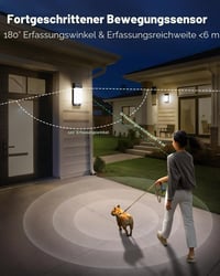 LOTMOS 2 ks Vonkajšie nástenné svietidlo so snímačom pohybu, 3 teploty farieb 3000K/4000K/6500K, 16W, vodoodolnosť IP65, s časovačom, 28x12x5 cm, na terasu 5