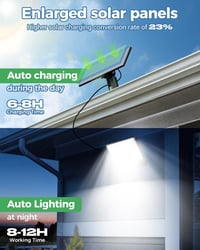 LOTMOS 342 LED napelemes kültéri lámpa mozgásérzékelővel, IP65 vízálló, 3 módú reflektor távirányítóval 2