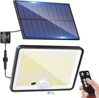 LOTMOS 342 LED napelemes kültéri lámpa mozgásérzékelővel, IP65 vízálló, 3 módú reflektor távirányítóval 1
