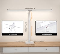 LOTTBUTY Stolová LED lampa s dvojitou hlavou, stmievateľná, 24 W, 80 cm, biela, kancelárska lampa na husom krku s držiakom na telefón, denné svetlo 4