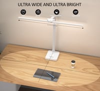LOTTBUTY Stolová LED lampa s dvojitou hlavou, stmievateľná, 24 W, 80 cm, biela, kancelárska lampa na husom krku s držiakom na telefón, denné svetlo 2
