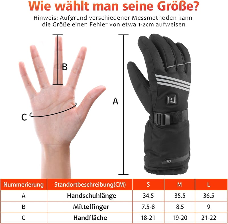 Mănuși încălzite LOTTBUTY cu baterii 7.4V 2x5000mAh, 4 trepte de temperatură, impermeabile, pentru motociclism, ciclism și schi, unisex