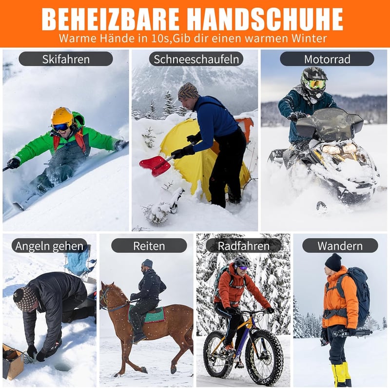 LOTTBUTY Mănuși Încălzite 7.4V cu Acumulator, Impermeabile, de Iarnă, pentru Motocicletă, Schi, Ciclism și Drumeții