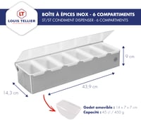 Suport pentru condimente Louis Tellier din oțel inoxidabil cu 6 compartimente – cu recipiente detașabile, calitate profesională 3