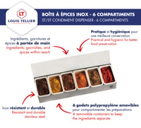 Suport pentru condimente Louis Tellier din oțel inoxidabil cu 6 compartimente – cu recipiente detașabile, calitate profesională 2