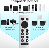 Loutoc Távirányító Apple TV 4K/HD Készülékekhez - Univerzális Vezérlő Siri és Nyelvi Funkciók Nélkül - Kompatibilis Apple TV Modellekkel 4