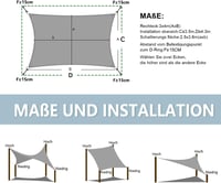 LOVE STORY téglalap napvitorla HDPE 95% UV védelemmel - antracit - 2x3 m 5
