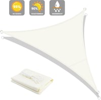 LOVE STORY Velă Umbrar Triunghiulară 3x3x3m, Crem, Protecție UV pentru Terasă și Grădină 2