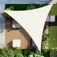 LOVE STORY Velă Umbrar Triunghiulară 3x3x3m, Crem, Protecție UV pentru Terasă și Grădină 1