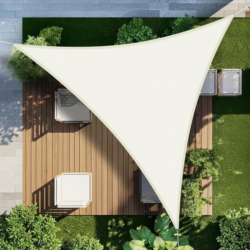 LOVE STORY Velă Umbrar Triunghiulară 3x3x3m, Crem, Protecție UV pentru Terasă și Grădină