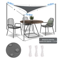 LOVE STORY trojuholníková tieniacia plachta 2x2x2 m, antracitová, nepremokavý PES materiál, 95 % UV ochrana, ochrana pred vetrom a slnkom do záhrady, na terasu a balkón 5