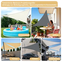 LOVE STORY Nepremokavá trojuholníková tieniacia plachta 3x3x4,25 m antracitová, 95% UV ochrana, PES polyester 160 g/m², závetrie, tienenie na terasu, balkón 6
