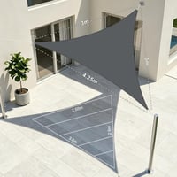 LOVE STORY Nepremokavá trojuholníková tieniacia plachta 3x3x4,25 m antracitová, 95% UV ochrana, PES polyester 160 g/m², závetrie, tienenie na terasu, balkón 5