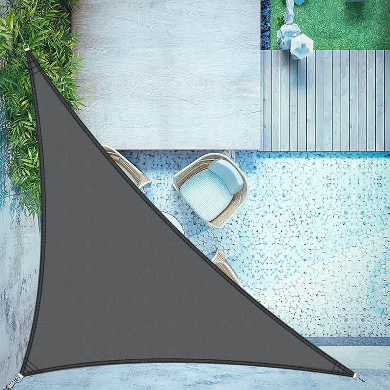 LOVE STORY Nepremokavá trojuholníková tieniacia plachta 3x3x4,25 m antracitová, 95% UV ochrana, PES polyester 160 g/m², závetrie, tienenie na terasu, balkón