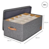 LOVE !T STORE !T Prémiový úložný box na vianočné gule – 30 priehradiek na vianočné ozdoby, s vyberateľnými podnosmi – sivý – 58x36x25 cm 3
