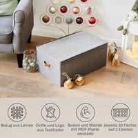 LOVE !T STORE !T Prémiový úložný box na vianočné gule – 30 priehradiek na vianočné ozdoby, s vyberateľnými podnosmi – sivý – 58x36x25 cm 4
