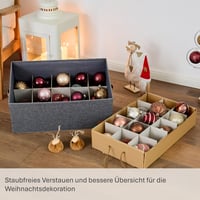 LOVE !T STORE !T Prémiový úložný box na vianočné gule – 30 priehradiek na vianočné ozdoby, s vyberateľnými podnosmi – sivý – 58x36x25 cm 5
