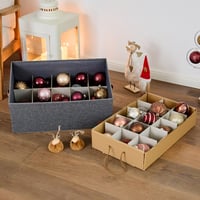 LOVE !T STORE !T Prémiový úložný box na vianočné gule – 30 priehradiek na vianočné ozdoby, s vyberateľnými podnosmi – sivý – 58x36x25 cm 8