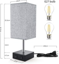 Lovebay Érintésvezérelt Asztali Lámpa Szürke - Szabályozható Fényerő, 2 USB Töltőport, Szemkímélő LED, Hálószobába, Nappaliba 7