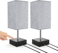 Lovebay Érintésvezérelt Asztali Lámpa Szürke - Szabályozható Fényerő, 2 USB Töltőport, Szemkímélő LED, Hálószobába, Nappaliba 1