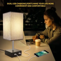 Lovebay Érintésvezérelt Asztali Lámpa Szürke - Szabályozható Fényerő, 2 USB Töltőport, Szemkímélő LED, Hálószobába, Nappaliba 5