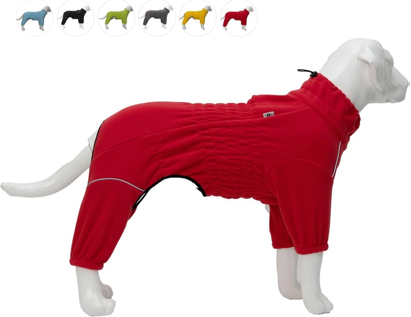 lovelonglong Szélálló Kutyakabát 4 Lábas Fleece Téli Kabát Cipzárral XL Piros
