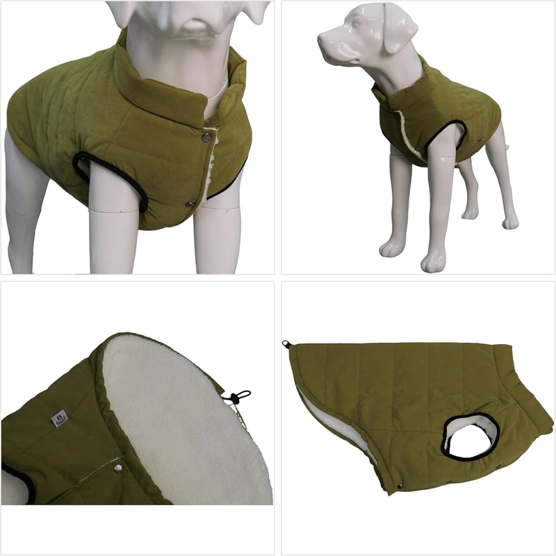 Lovelonglong Vízálló Téli Kutyakabát Fleece Béléssel Army Zöld L