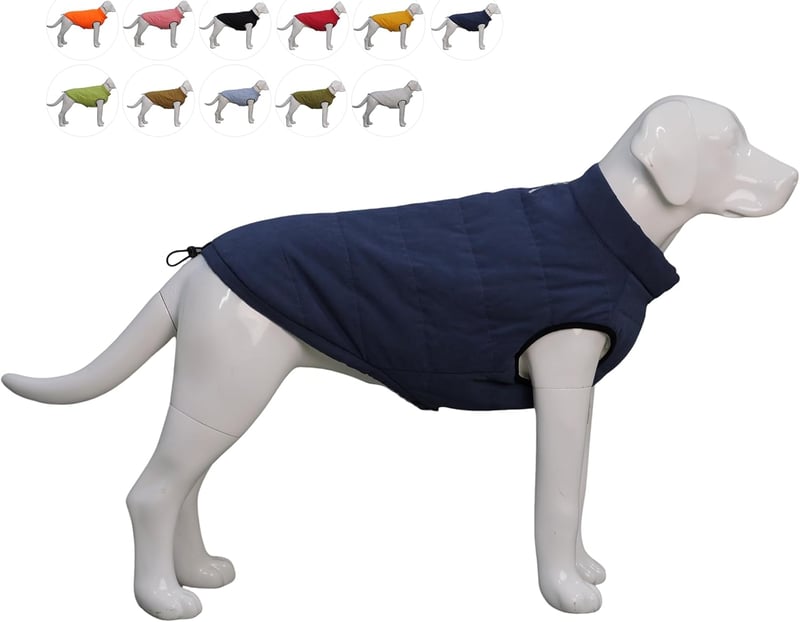 Lovelonglong Vízálló Téli Kutyamellény Fleece Béléssel Gombos Sötétkék 2XL
