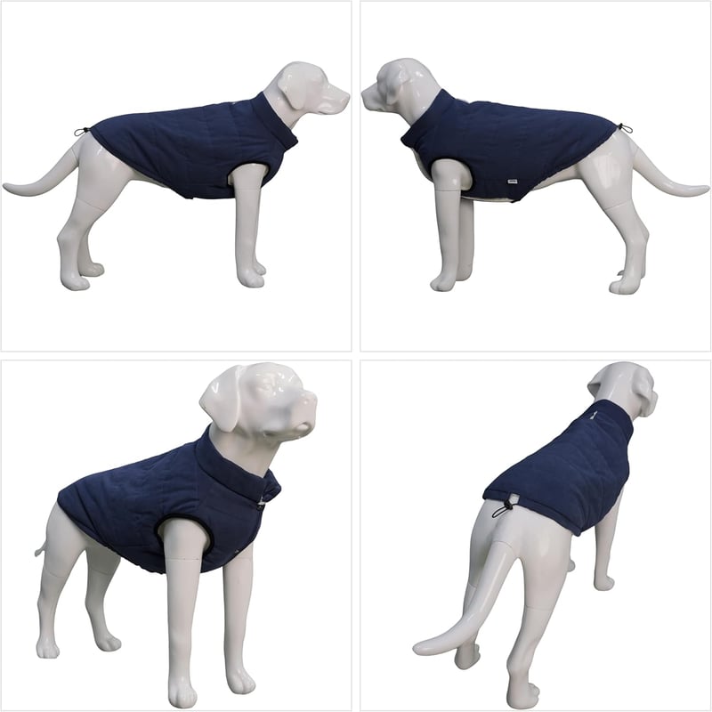 Lovelonglong Vízálló Téli Kutyamellény Fleece Béléssel Gombos Sötétkék 2XL