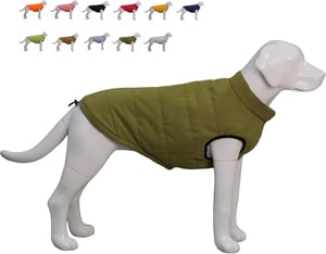Lovelonglong Vízálló Téli Kutyamellény Fleece Béléssel - Gombos Kutyakabát Katonazöld 2XL